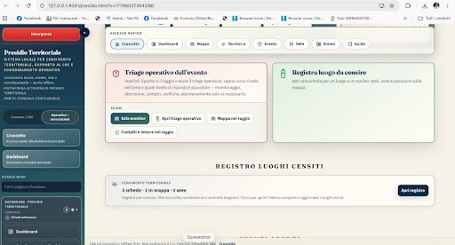 Triage operativo e luoghi da censire