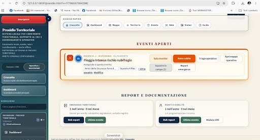 Anteprima mobile eventi e report