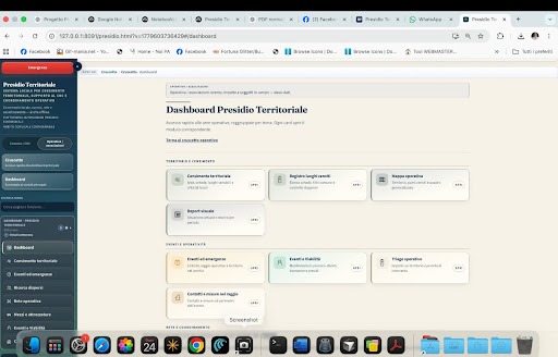 Dashboard con moduli operativi
